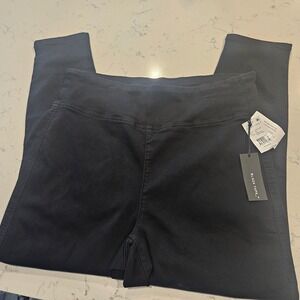 Black Tape Leggings Womens 2X Black Solid‎ Knit Skinny Leg Slim Fit Stretch Logo